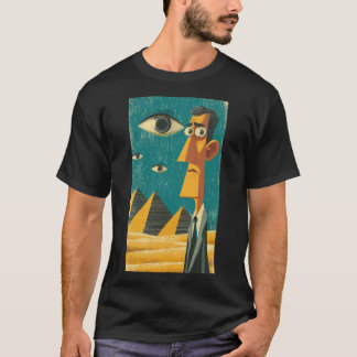 Cartoonman bij piramides t-shirt