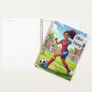 Cartoonmeisje dat voetbal speelt | Personaliseer Planner