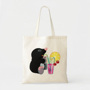 cartoonmops drinkt cocktail tote bag