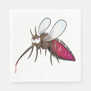 Cartoonmuggen die Bloed Drinken Grappige Insect Servet