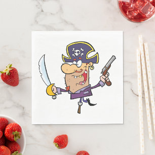 Cartoonpiraat met zwaard en pistool servet