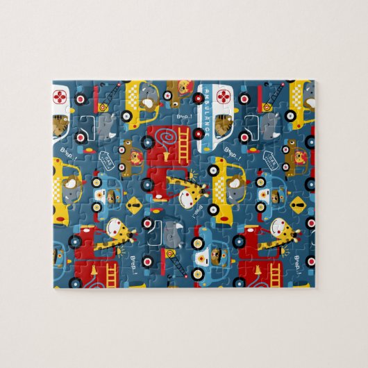 Cartoons en autotransport legpuzzel (Horizontaal)