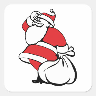 Cartoons Kerstmis Jolly Sint Nicolaas, Zak met Spe Vierkante Sticker