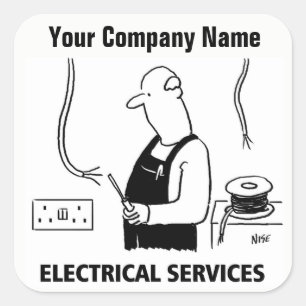 Cartoons voor elektrische diensten vierkante sticker