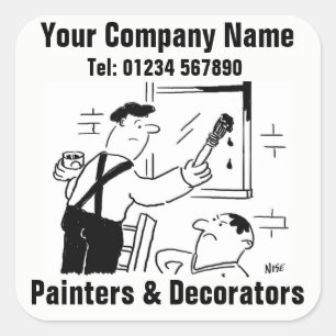 Cartoons voor schilders en decoratoren vierkante sticker