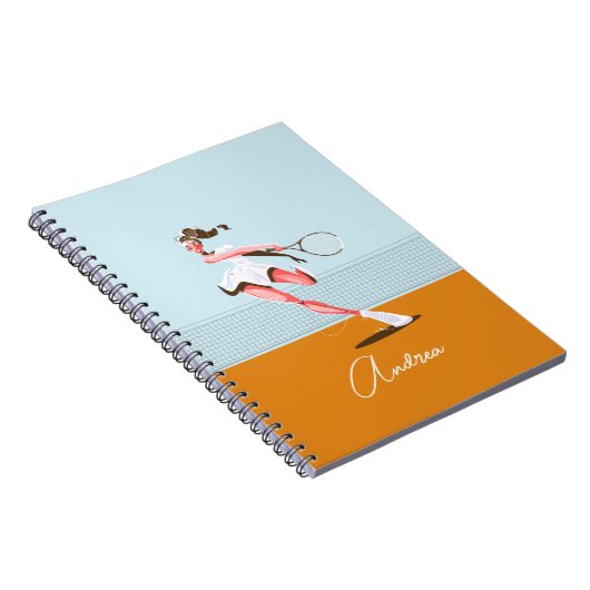 Cartoontillustratie & naam van tennisspelende meis notitieboek (Rechterzijde)