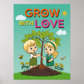 Cartoontuin met positieve inspirerende quote kinde poster (Voorkant)