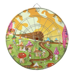 Cartoonveld van Paddenstoelen Dartbord
