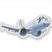 Cartoonvliegtuig Sticker (Voorkant)