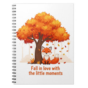 Cartoonvos in de herfst met herfst citaatillustrat notitieboek