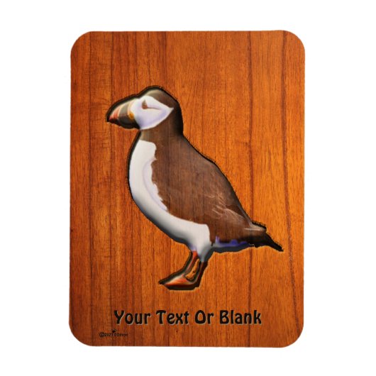 Carved Atlantic Puffin Magneet (Verticaal)