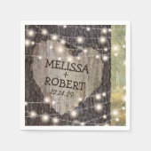 Carved Heart Tree Wedding | Rustige String Lights Servet (Voorkant)