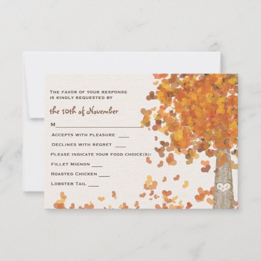 Carved Initialen Tree Weddenschap RSVP-reactiekaar RSVP Kaartje (Voorkant)