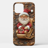 Carved Look Santa Rijden in Sled Case-Mate iPhone Case (Achterkant)