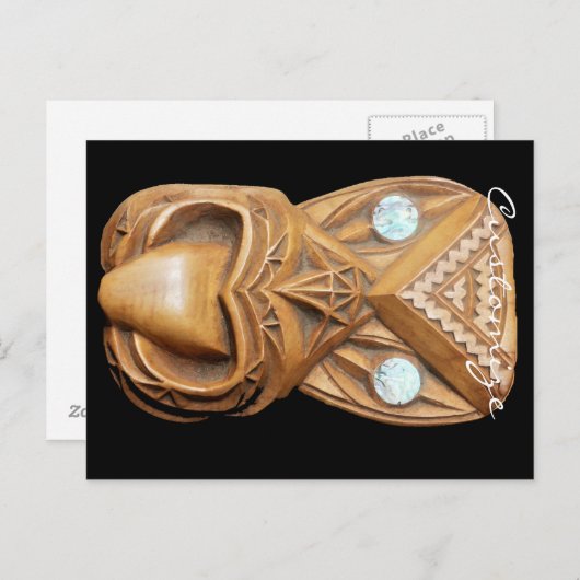 Carved Maori Tiki Face Thunder_Cove Briefkaart (Voorkant / Achterkant)
