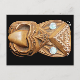 Carved Maori Tiki Face Thunder_Cove Briefkaart