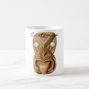 Carved Maori Tiki Face Thunder_Cove Koffiemok