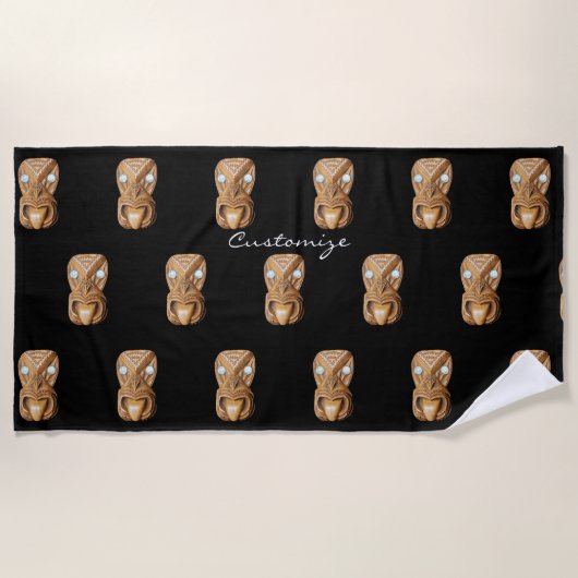 Carved Maori Tiki Face Thunder_Cove Strandlaken (Voorkant)