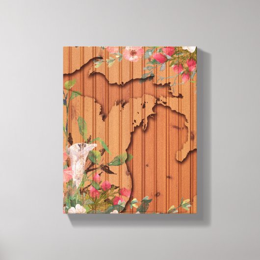 Carved Pine Wood Michigan | Floral Canvas Afdruk (Voorkant)