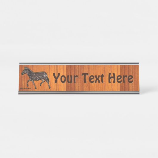 Carved Polka Dot Zebra Bureau Naambordje (Voorkant)