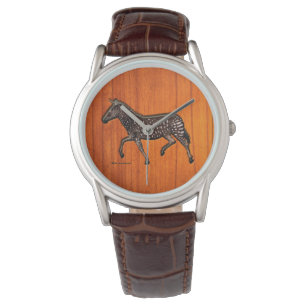 Carved Polka Dot Zebra Horloge