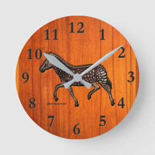 Carved Polka Dot Zebra  Ronde Klok