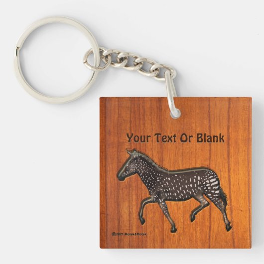 Carved Polka Dot Zebra Sleutelhanger (voorkant)