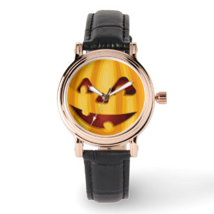 Carved pomkin glimlachend Halloween design Horloge