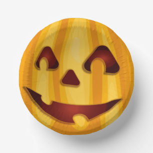 Carved pomkin glimlachend Halloween design Papieren Kommen