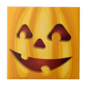 Carved pomkin glimlachend Halloween design Tegeltje