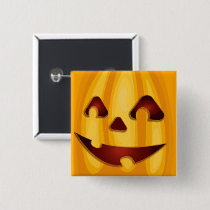 Carved pomkin glimlachend Halloween design Vierkante Button 5,1 Cm