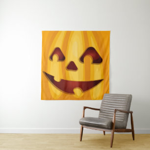 Carved pomkin glimlachend Halloween design Wandkleed