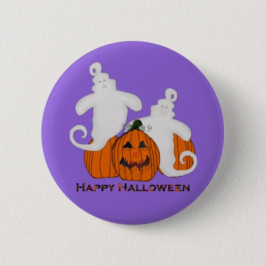 Carved Pumpkin en Ghost Halloween Button (Voorkant)