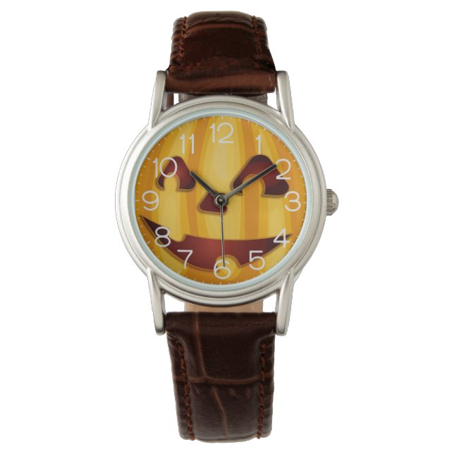 Carved pumpkin smiling Halloween design Horloge (Voorkant)