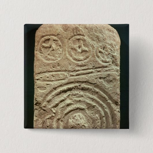 Carved Stele Vierkante Button 5,1 Cm (Voorkant)
