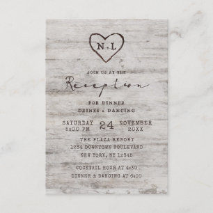 Carved Sweethearts Rustic Birch Wedding Reception Kaart