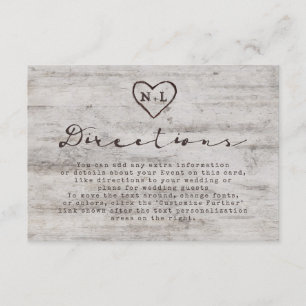 Carved Sweethearts Rustic Birch Wedding Routebesch Informatiekaartje