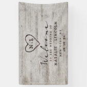 Carved Sweethearts Rustic Birch Wedding Welcome Spandoek (Verticaal)