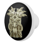 Carved Tiki scculpture Thunder_Cove Keramische Knop (Rechts)