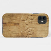 Carved Wood Dog Paw Print Case-Mate iPhone Case (Achterkant (horizontaal))