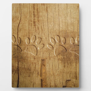 Carved Wood Dog Paw Print Fotoplaat