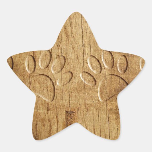 Carved Wood Dog Paw Print Ster Sticker (Voorkant)