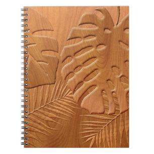 Carved Wood Foliage Faux Print Notitieboek