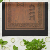 Carved Wood Mazel Tov Theedoek (Gevouwen)