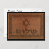 Carved Wood Shalom Briefkaart (Voorkant / Achterkant)