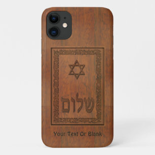Carved Wood Shalom iPhone 11 Hoesje