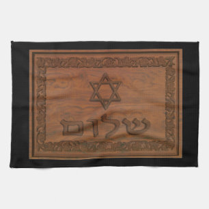 Carved Wood Shalom Theedoek