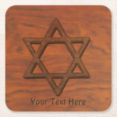 Carved Wood Star van David Vierkante Kartonnen Onderzetter (Voorkant)