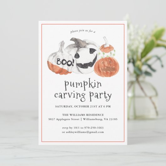 Carving citrouille | Invitation de la fête d'Hallo (Debout devant)