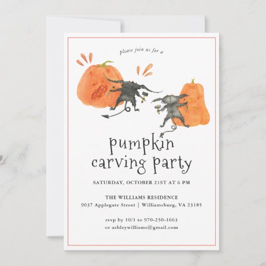 Carving citrouille | Invitation de la fête d'Hallo (Devant)